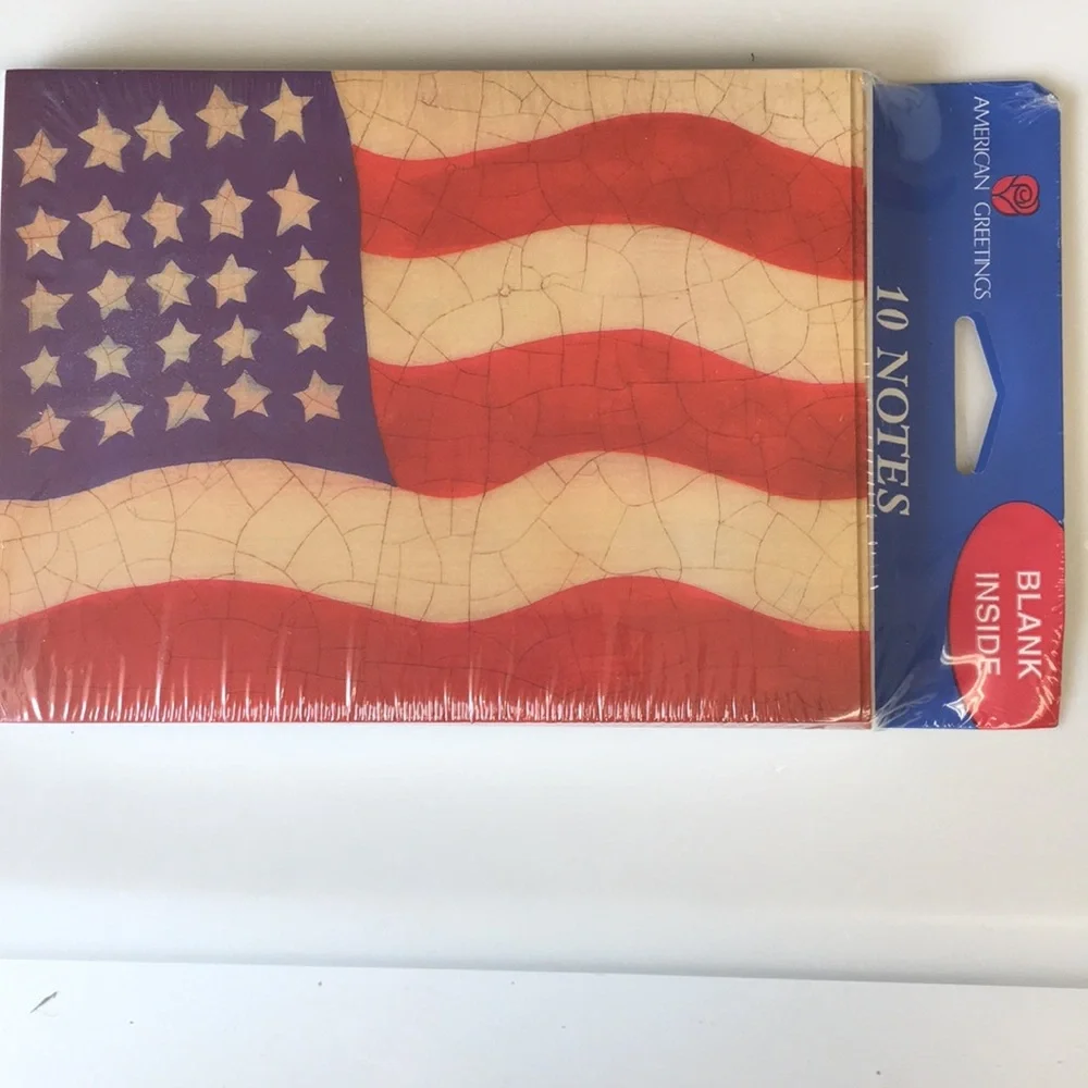 Vintage American flag note card set of 10 NWT